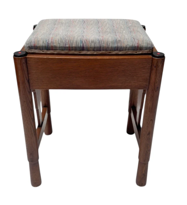 Art Deco Amsterdamse School Stool with Adjustable Seat, 1920s